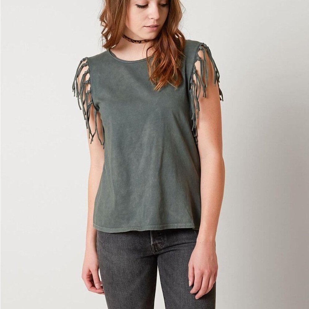 Gimmicks Twisted Back Fringe Tank Top Size L